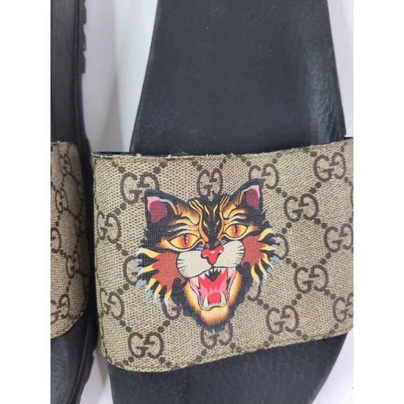 GUCCI Logo Angry Cat Slides - 12 - Picture 4 of 7